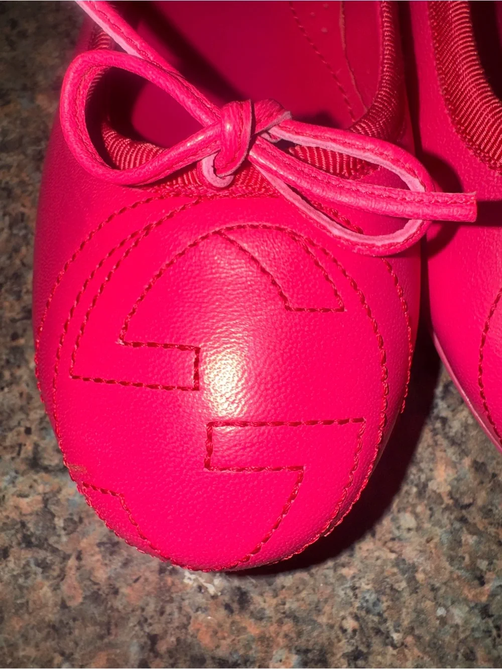 Gucci Barbie Pink Leather Ballet Flats with Bow EUC